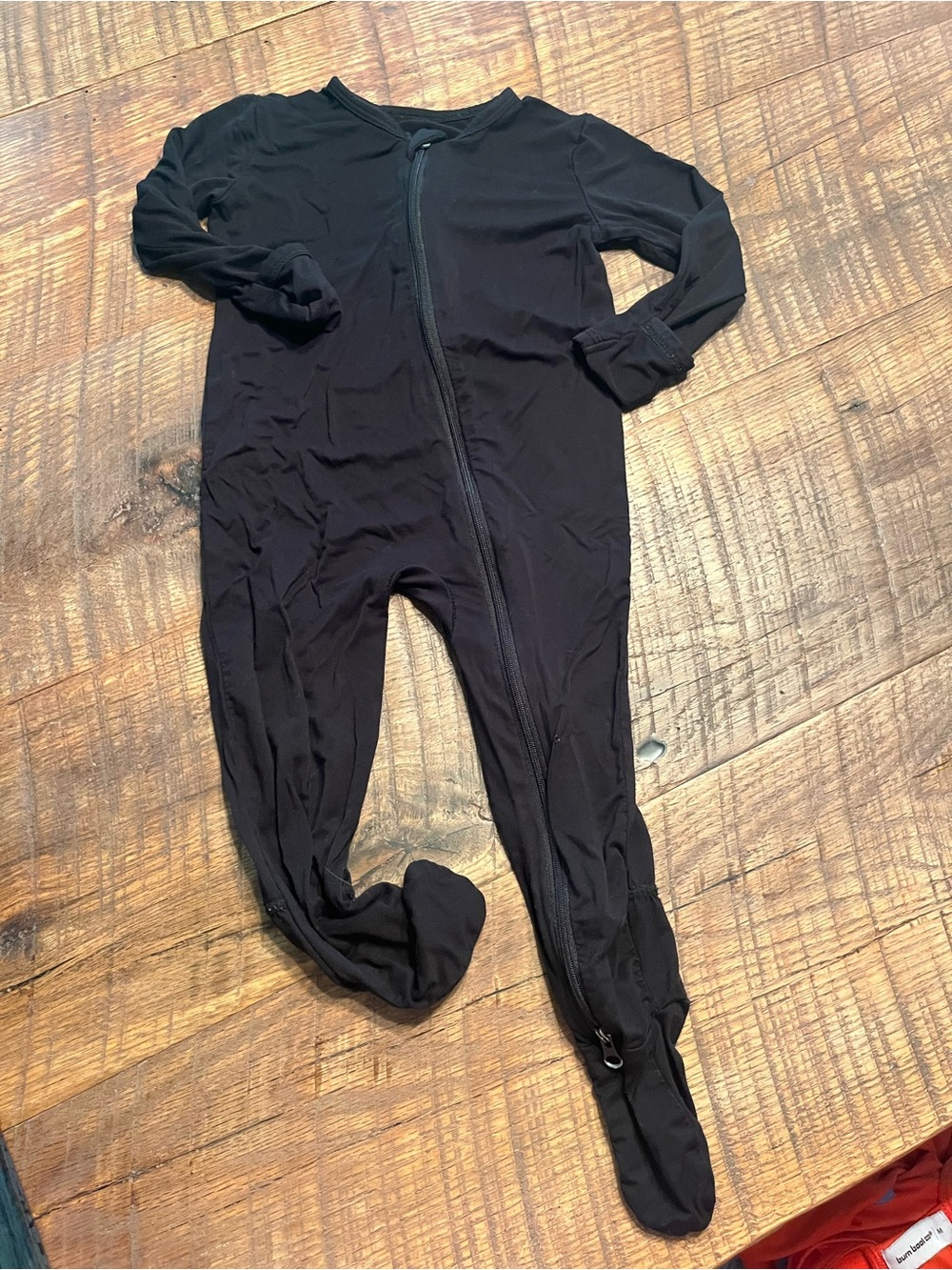 Black Kids One-Piece Footed Zipper Pajama